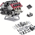 V8 Engine Model Kit for Adults 3D Printed Assembly Miniature Realistic Scale Simulation Engine STEM Project Display Model Gift for Car Enthusiasts Engineers