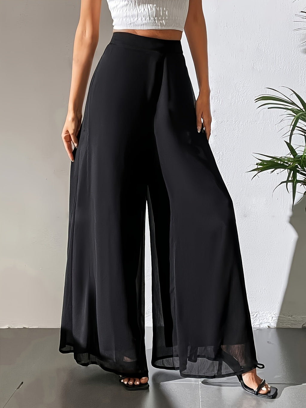 Women's Wide Leg Pants Casual Elastic Waist Lightweight Loose Long Pants for Women All Seasons Comfortable Fit Multiple Colors S-XXL