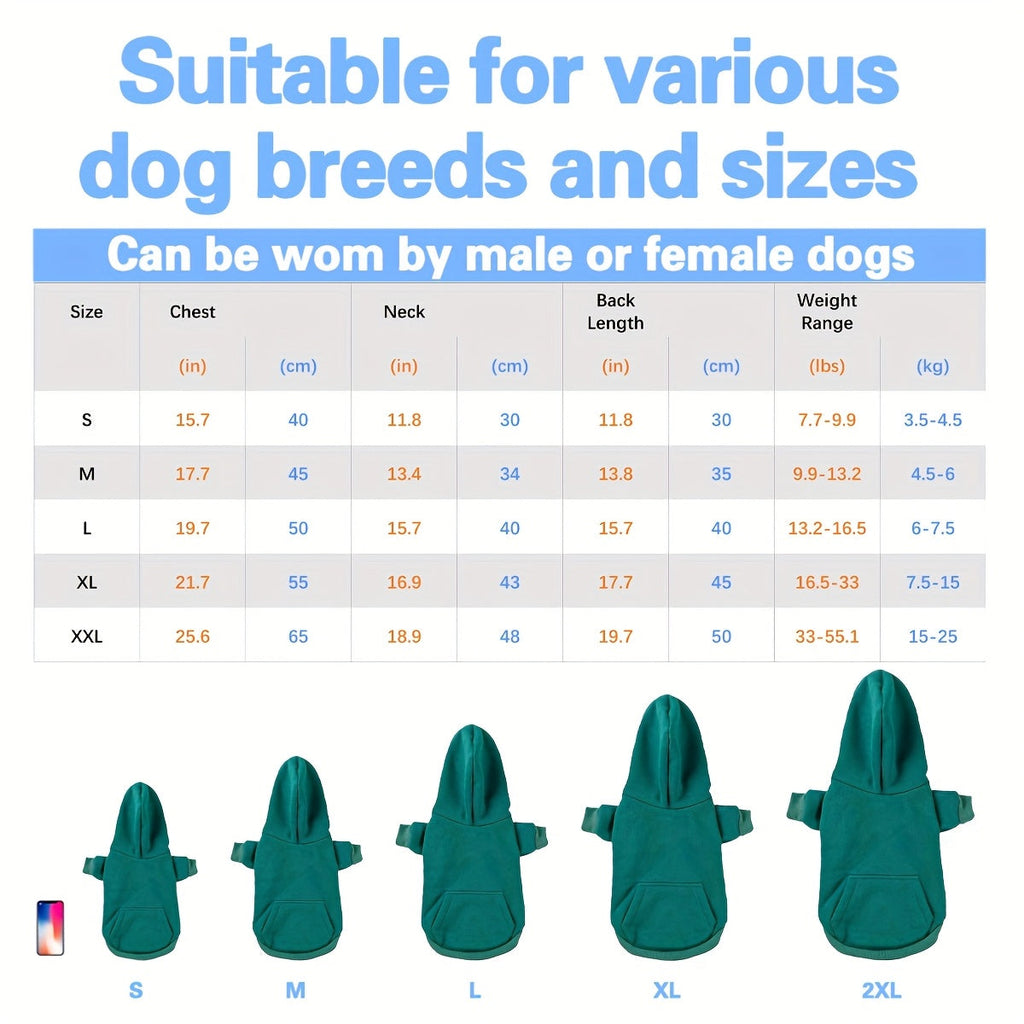 Small Dog Hoodie Sweatshirt Soft Warm Pullover for Small & Medium Dogs - Cozy Polyester Pet Sweater with Back Pocket for Casual Walks & Outdoor Adventures