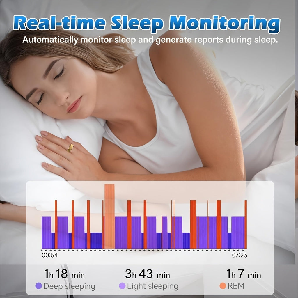 Smart Ring Health Tracker for Women & Men – Step Counter, Calorie Tracker, Sleep Monitor, Body Temperature, Menstrual Cycle, Stress Tracking, Fitness Ring Compatible with iPhone & Android SmartHealth App