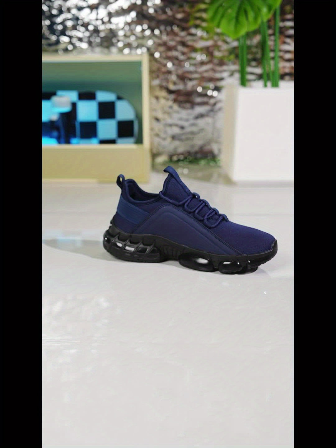 Men's Lightweight Breathable Mesh Sneakers PVC Sole Low-Top Lace-Up Casual Sports Shoes Blue Black Sizes US 6.5-12.5 Daily Wear Running Training Athletic Footwear