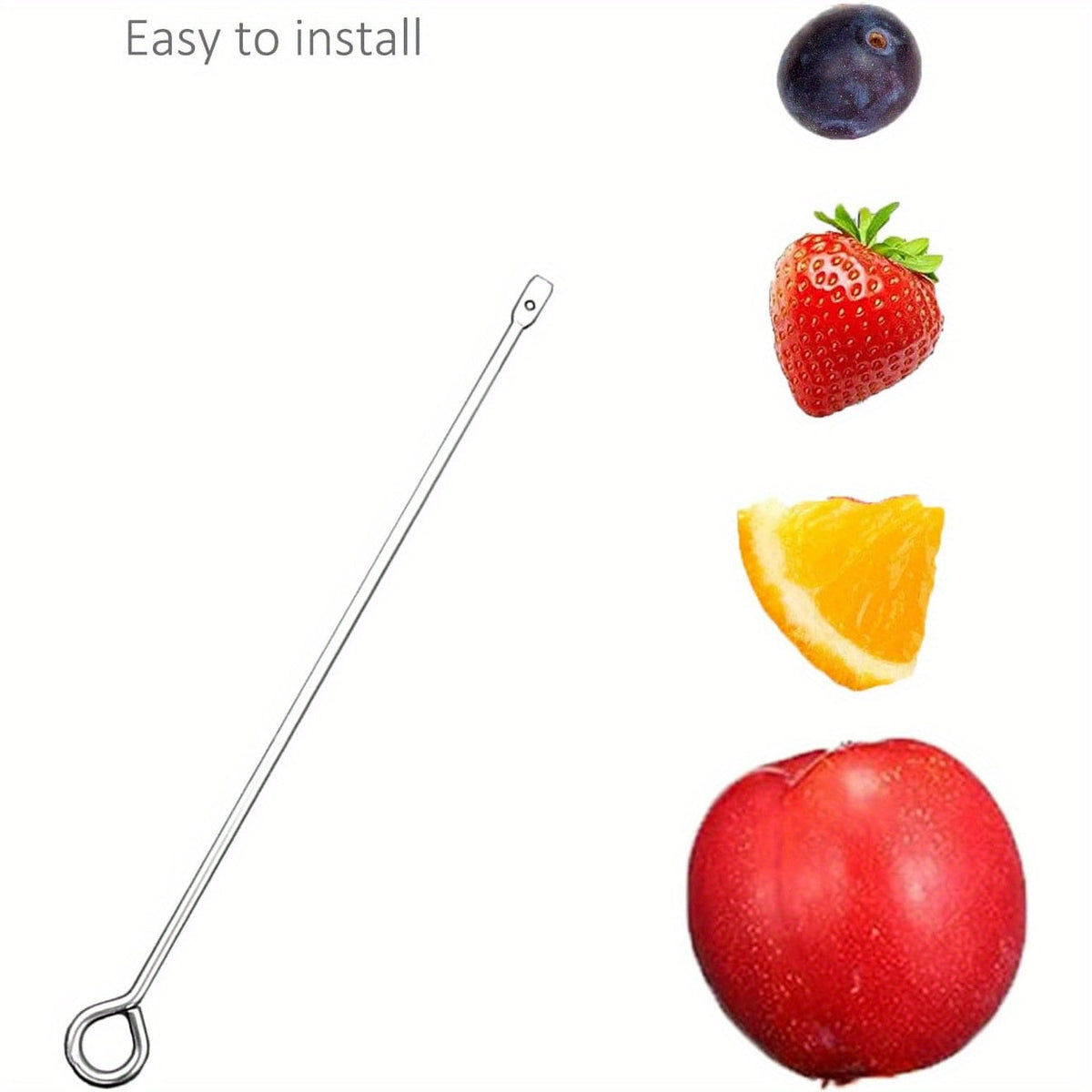 Stainless Steel Parrot Fruit Vegetable Skewer Feeder for Bird Cage - Food Holder Foraging Toy with Carabiner Clip for Parakeet Budgie Cockatiel Conure Macaw - Bird Cage Feeding Accessory 10 inch