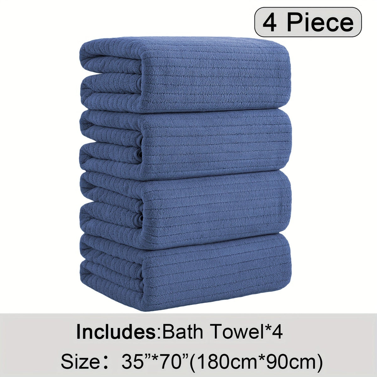 4-Pack Oversized Bath Towels Set 35"x70" – Extra Large XL Microfiber Bath Sheet, Super Soft Quick-Dry Absorbent Shower Towels for Family Hotel Spa, 13 Colors Beige White Grey Navy Blue Green Black