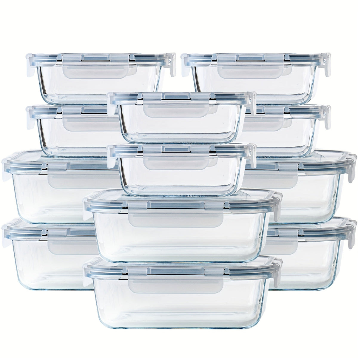 Borosilicate Glass Food Storage Containers 24-Pack (12 Bowls + 12 Airtight Lids) – Meal Prep Glass Bowls, Microwave & Dishwasher & Freezer Safe, BPA Free, Multi-Color Lids for Kitchen & Lunch