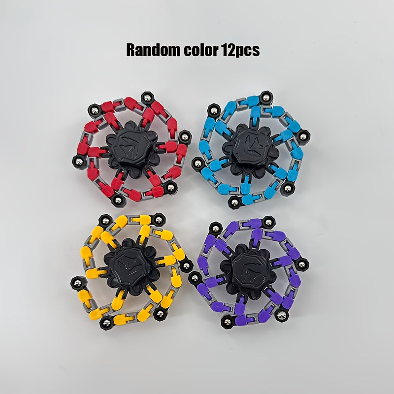 Transforming Finger Spinner Robot Toy 12 Piece Set Random Color Deformation Fidget Spinner Sensory Toy for Teens Kids Birthday Graduation Christmas Halloween Party Gift