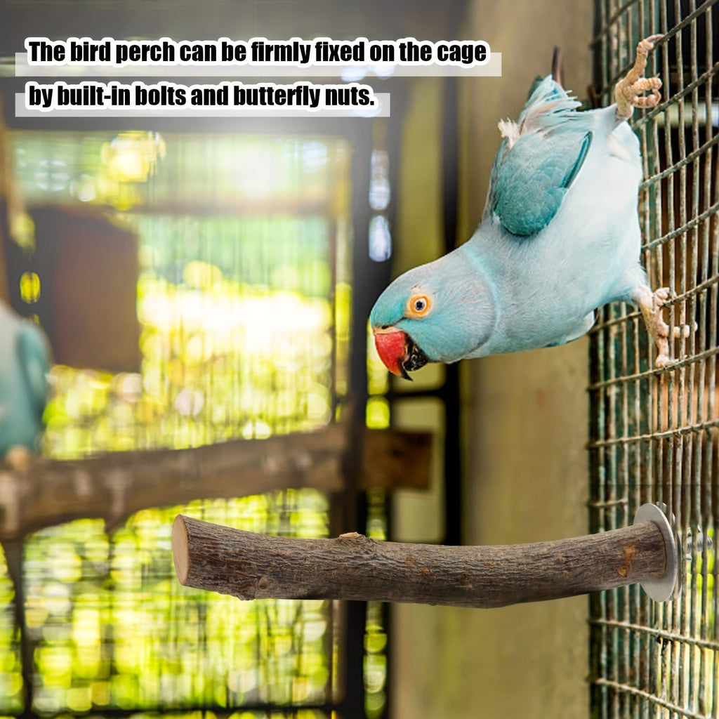 Apple Branch Bird Perch Set 8pcs Natural Wood Parrot Perch Stand Fork Multi-Branch Hanging Platform Hammock Swing Toy for Macaws Conures Parakeets Budgies Finches