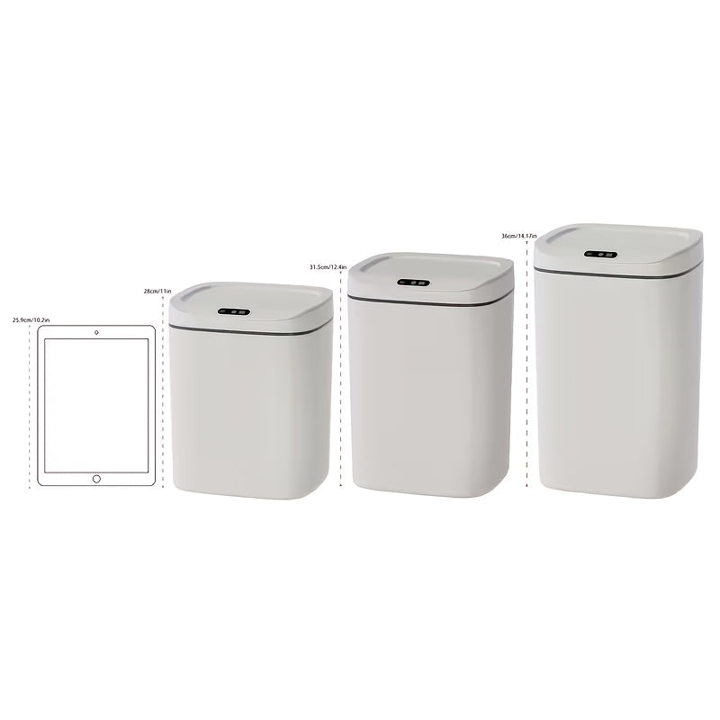 Inductive Smart Trash Can with Sealed Lid and Odor-Proof Technology Touch Control Switch Hands-Free Automatic Sensor Waste Bin Easy-to-Clean for Office Bathroom Bedroom Kitchen