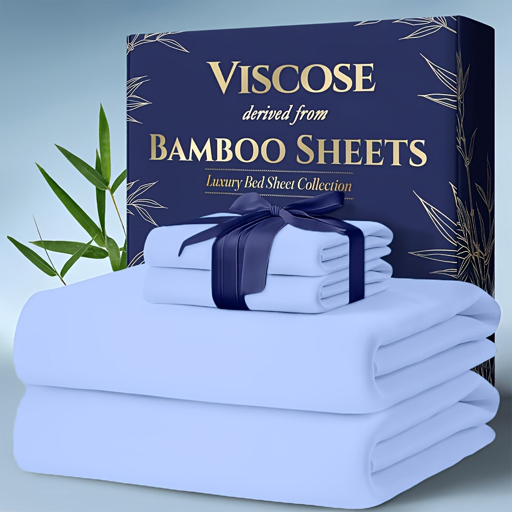 Cooling Bamboo Bed Sheet Sets – Ultra-Soft Breathable Deep Pocket Sheets for Hot Sleepers, Twin Full Queen King, 4-Piece Set with Pillowcases, Moisture-Wicking Temperature Regulating
