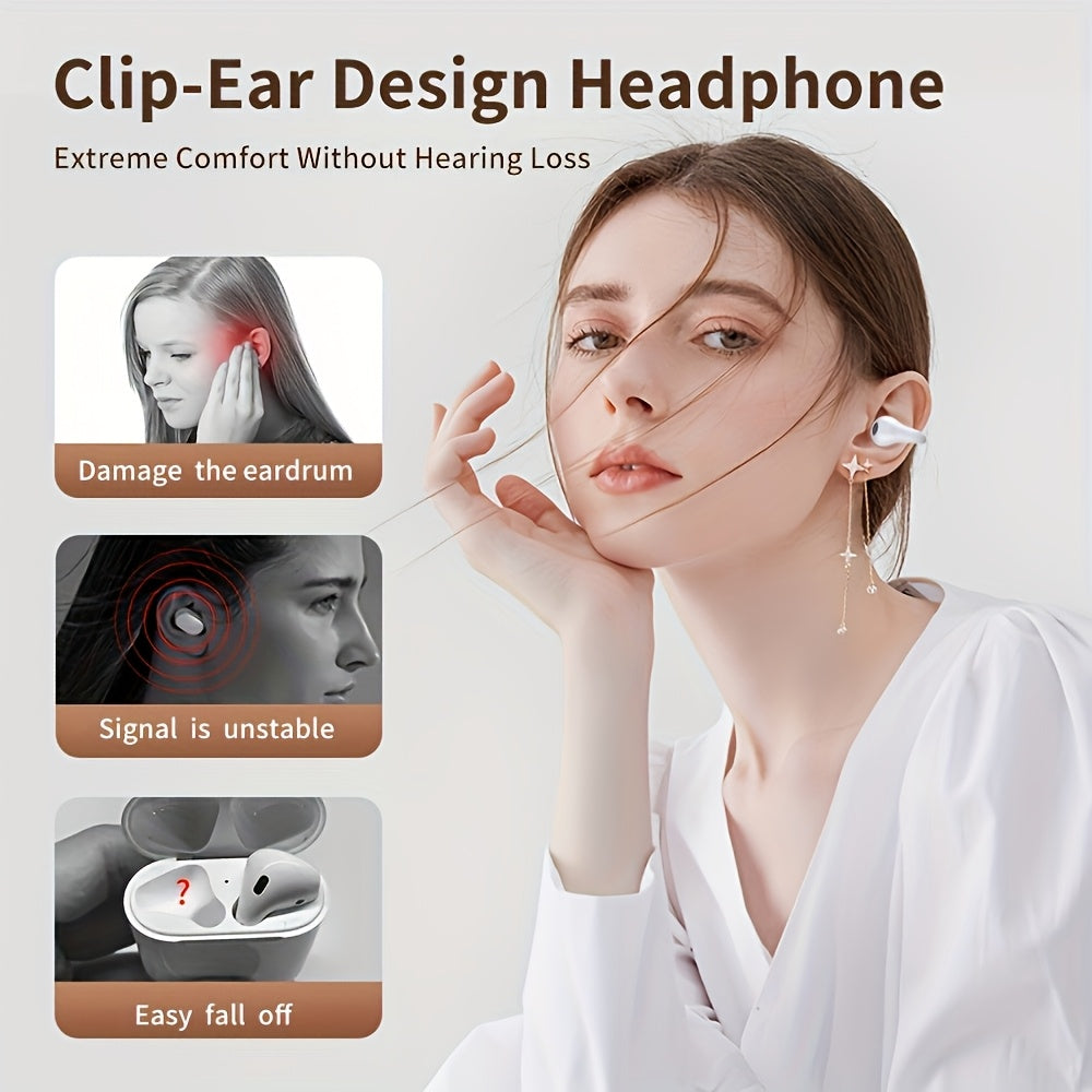 Open-Ear Wireless Earphones Bluetooth 5.4 TWS 360 Degree Ambient Awareness ENC Clear Calls Touch Control All-Day Comfort Sport Fitness Earbuds Secure Fit Truly Open Design