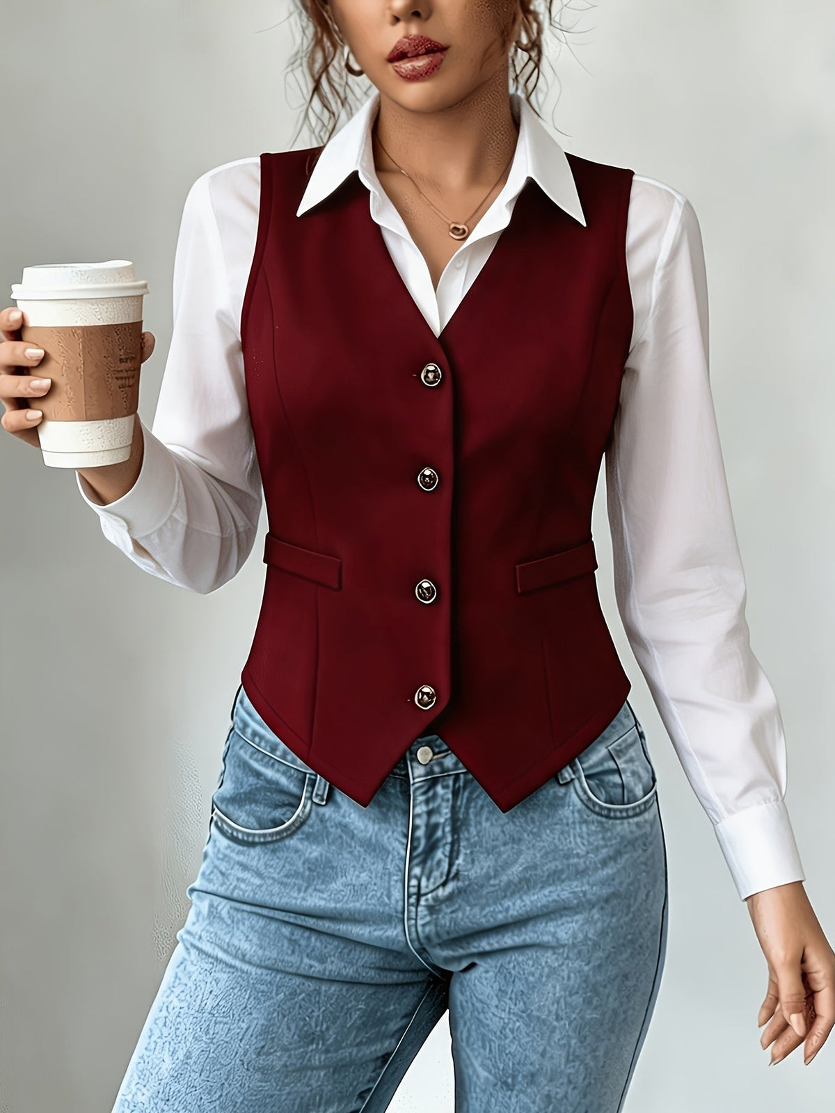 Women's Sleeveless Vest Top Solid Color Elegant Commuter Tank Top Casual Loose Fit Versatile Sleeveless Shirt for Work & Everyday Wear