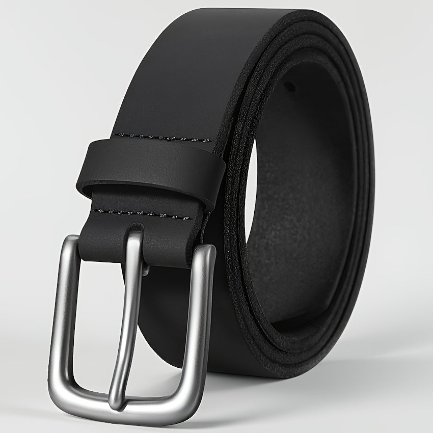 Men's Full Grain Leather Belt with Gift Box - Handmade Casual Everyday Jeans Belt with Stainless Steel Buckle, Durable Black & Brown Dress Belt for Men, Sizes 30-52, Perfect Gift for Him