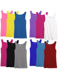 Women's 100% Cotton Ribbed Tank Top Tagless Sleeveless Undershirt Round Neck Multipack 3 6 9 12 Pcs Random Colors S-XXL