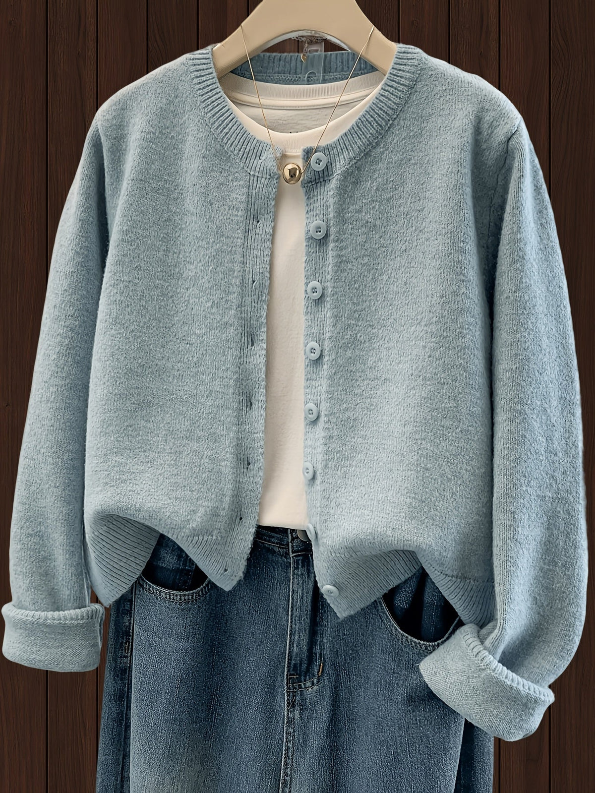 Women's Open Front Cardigan Sweater Button Closure Long Sleeve Knit Soft Cozy Casual Versatile Outerwear Fall Winter Fashion Jacket