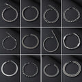 12pcs Men's Hip Hop Stainless Steel Cuban Chain Bracelet Set - Curb Link Wristband for Daily Wear, Party, Festival, Rave & Gift