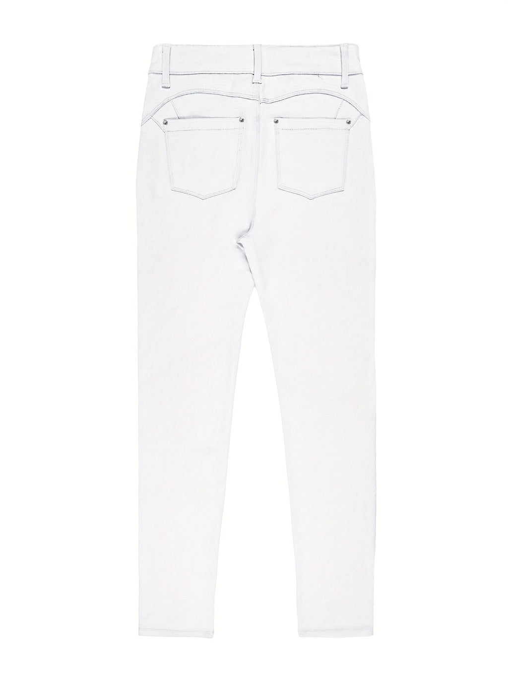 Women's High Waist Stretch Skinny Jeans Metal Button Detail Street Style Slim Fit Denim Pants 10 Colors S-XXL