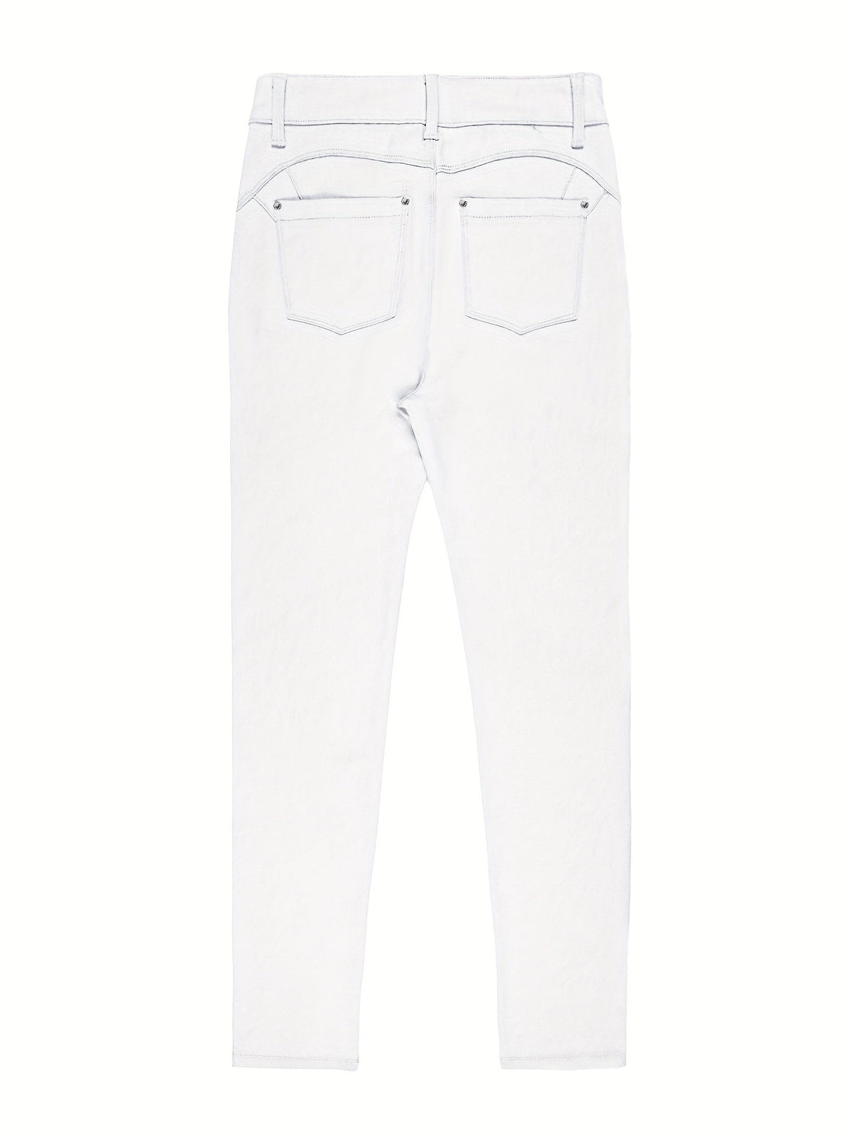 Women's High Waist Stretch Skinny Jeans Metal Button Detail Street Style Slim Fit Denim Pants 10 Colors S-XXL