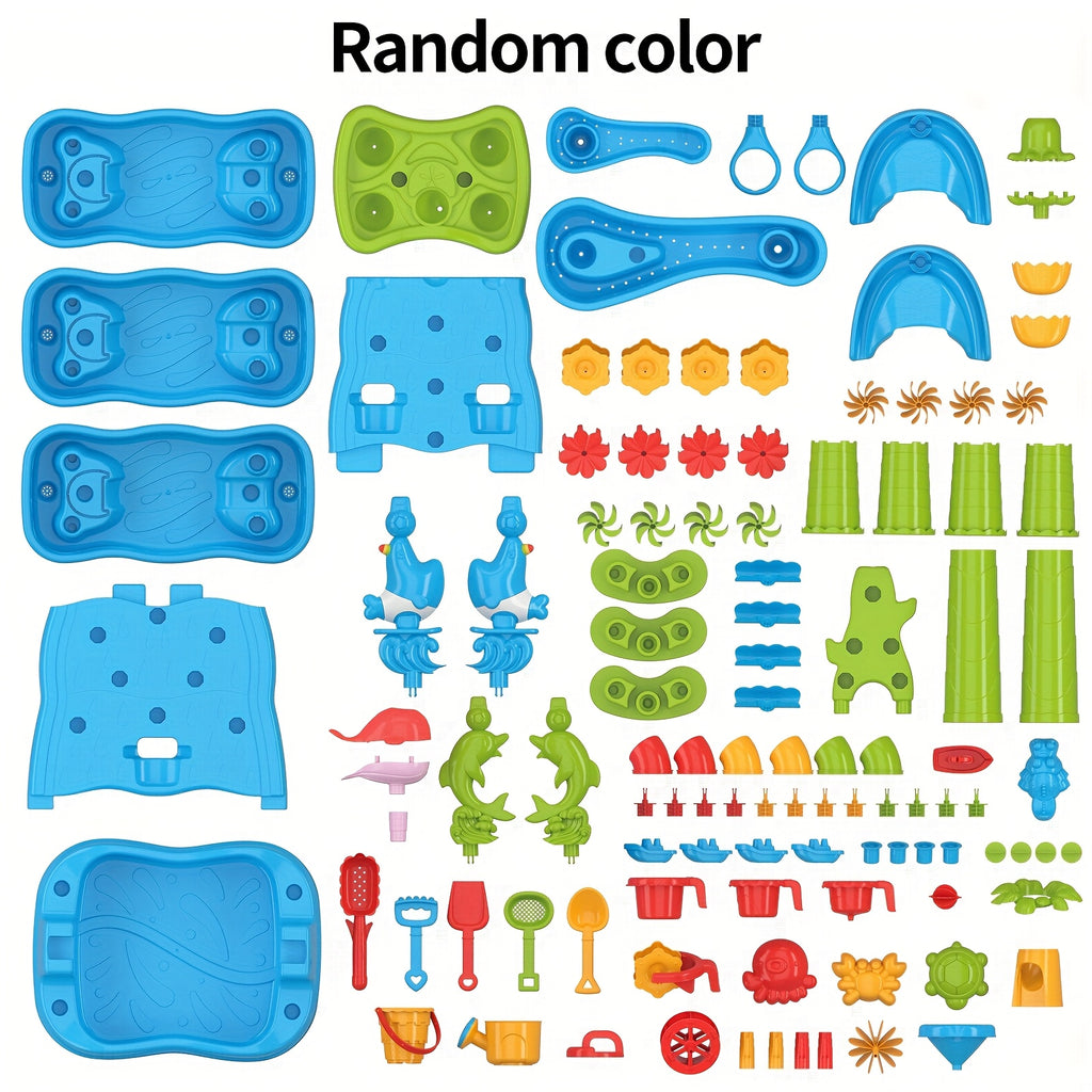 Kids Water Sand Table Double-Sided with Waterfall Maze Wall – Outdoor Sensory Play Table for Toddlers Boys & Girls – Summer Beach Toys Activity Station for Backyard, Patio & Pool Play