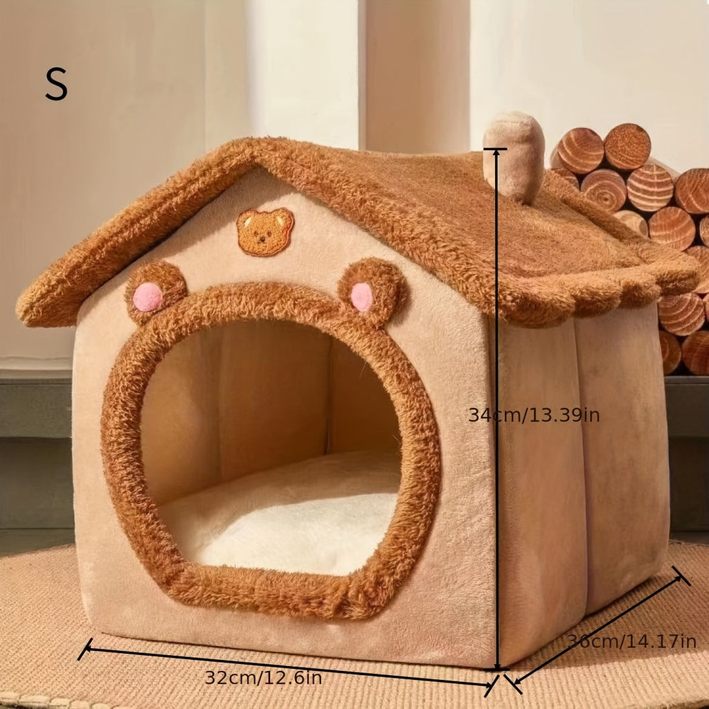 Washable Fluffy Cat Bed - Warm Cozy Pet Nest for Cats & Small Dogs, Machine Washable, Portable, Available in S/M/L for Cats Up to 14kg
