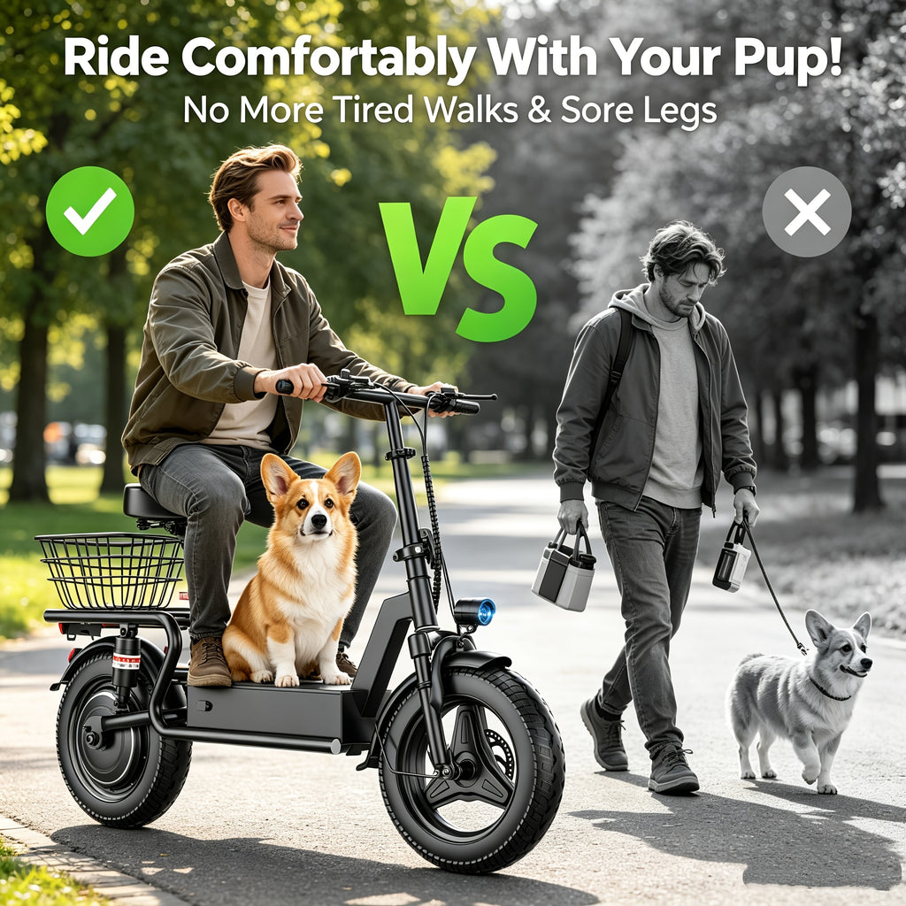 749W 48V Electric Scooter for Adults 25 MPH 28-Mile Range – 14" Fat Tire Commuter E-Scooter with 15Ah Battery, Cargo Box & Storage Basket, Dual Brakes & Suspension, City & Off-Road Riding (SYLVIA GT10/GT11)