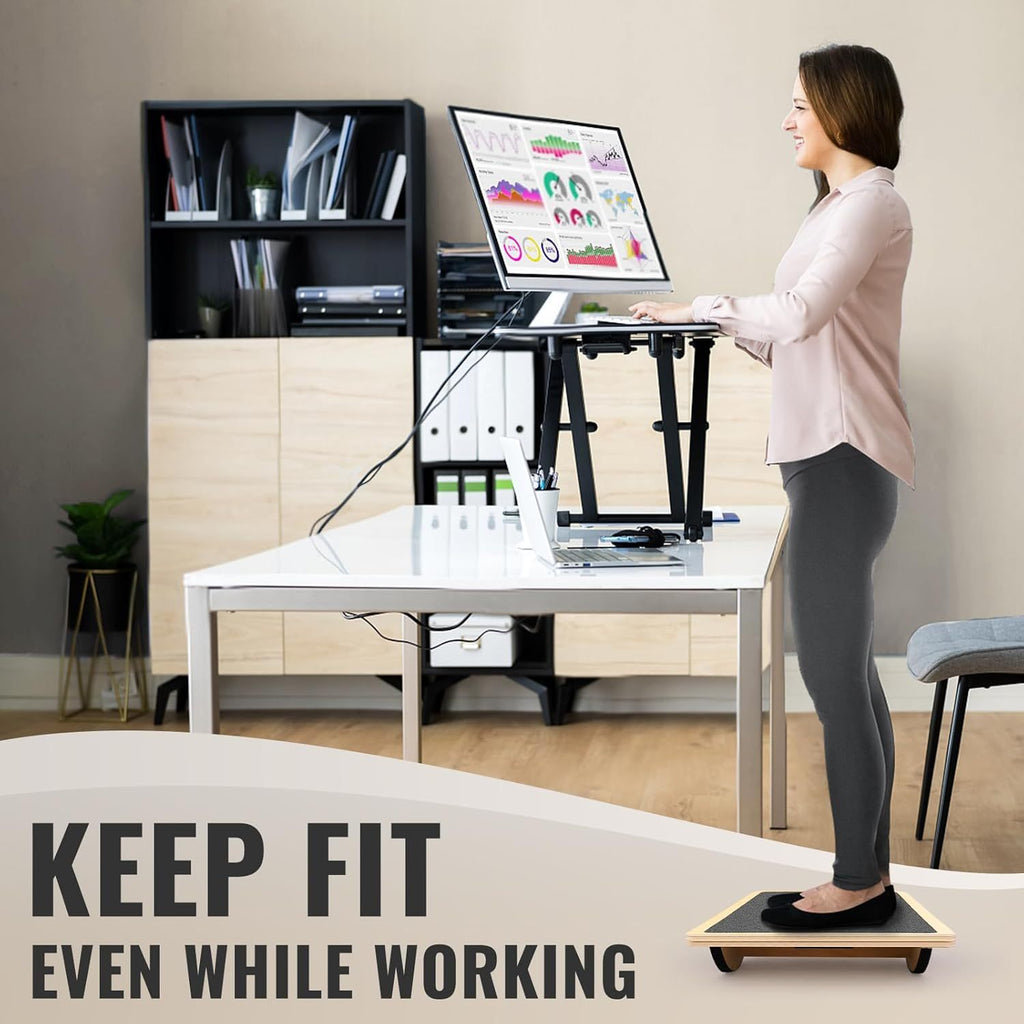 Balance Board for Adults - Wobble Board Wooden Anti-Slip Rocker Board for Core Strength, Physical Therapy, Standing Desk & Balance Training, Supports 350 LBS