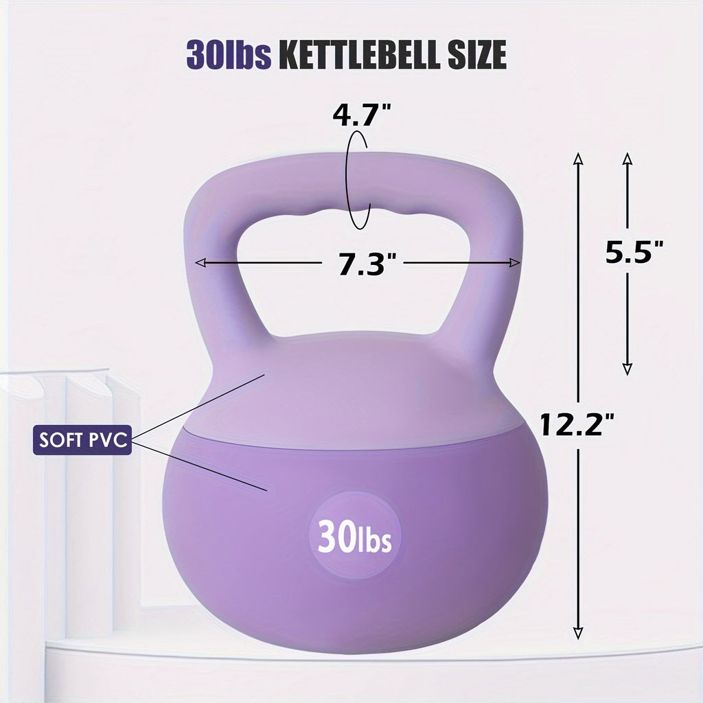 SOGES PVC Soft Kettlebell with Wide Non-Slip Handle – Iron Sand Filled Strength Training Kettlebell 10 to 30 lbs, Safe for Home Gym, Floor & Kids, Ideal for Women & Beginners, Swings Squats HIIT CrossFit