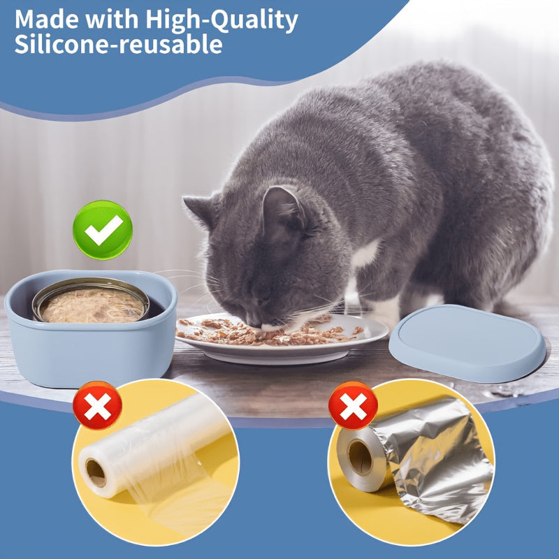Cat Food Can Covers 2-Pack Flexible Silicone Lids - Fits 2.56" / 65mm Cans, Keeps 3oz Wet Cat Food Fresh, Retains Moisture & Reduces Odors - Reusable Pet Food Can Covers for Multi-Cat Households