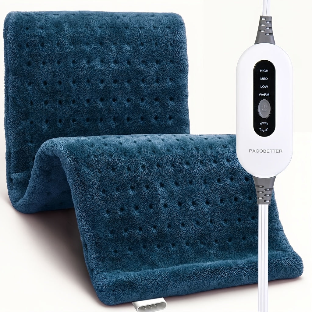 Electric Heating Pad for Back Pain Relief 12x24in – 130W Fast Heat to 150°F, 2X Thicker Plush Flannel, 4 Heat Settings, Auto Shut-Off, Machine Washable, Dry & Moist Heat Therapy for Neck Shoulders Abdomen Legs, Gift for Women Men Mom Dad