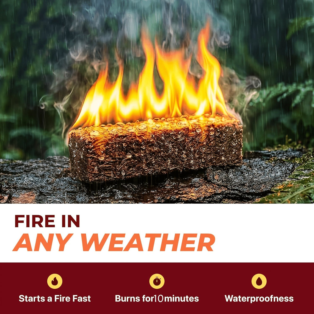 Fire Starter Squares – Waterproof Odorless Charcoal Firestarter Cubes for Campfire, BBQ, Grill, Fireplace & Wood Stove, No Kindling Needed, 32/64/128/192 Piece Packs