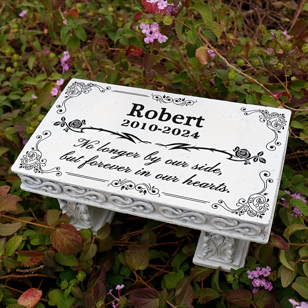 Personalized Memorial Garden Stone – Outdoor Bench Plaque for Humans, Dogs & Cats, Sympathy Gift for Loss of Loved One or Pet, Decorative Garden Memorial Marker