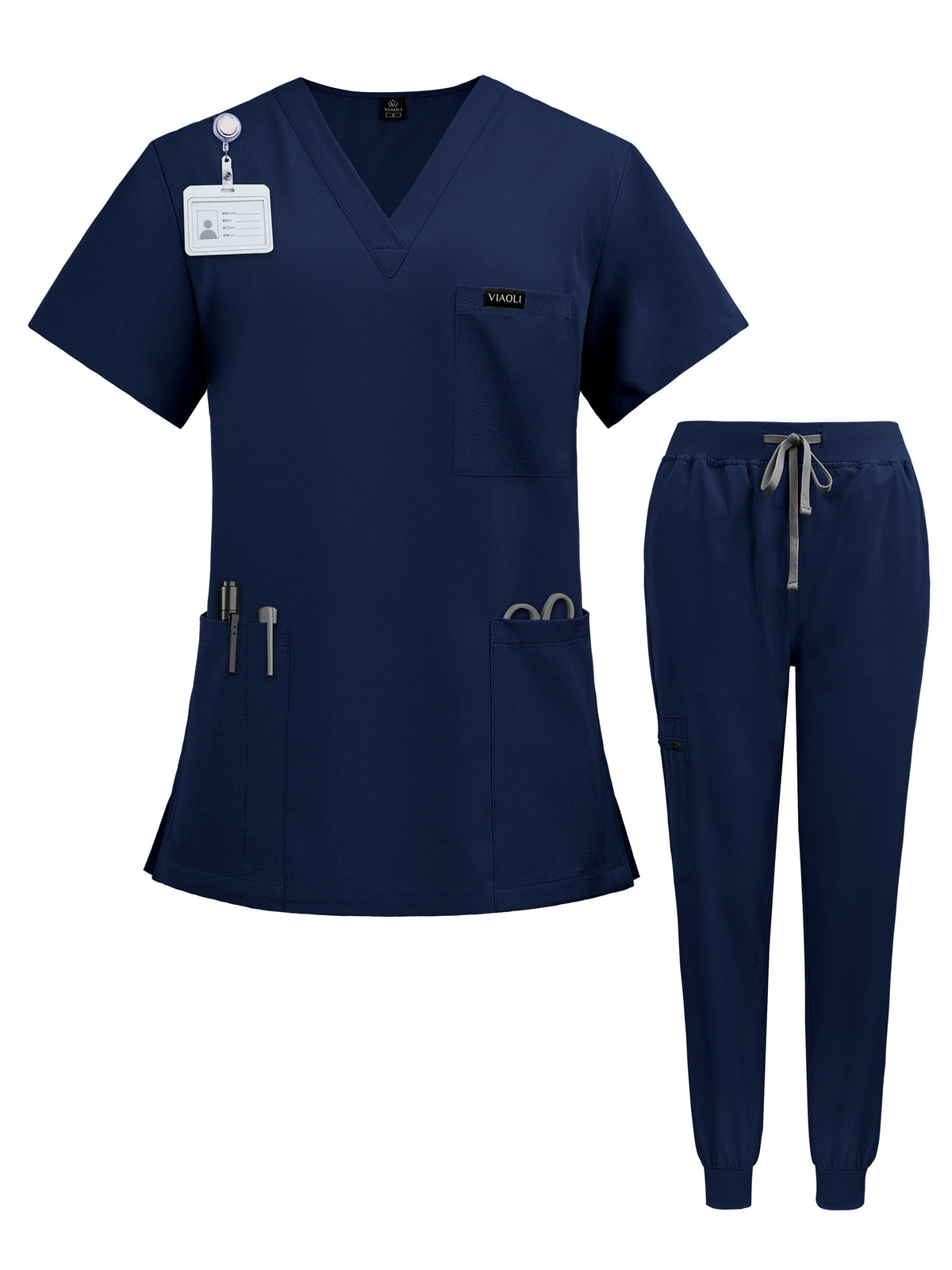 Unisex Medical Scrub Uniform Set for Nurses Doctors Veterinary Dental Staff - Professional Hospital Surgical Work Clothing with Comfortable Stretch Fabric - Available S to XXL in 7 Colors