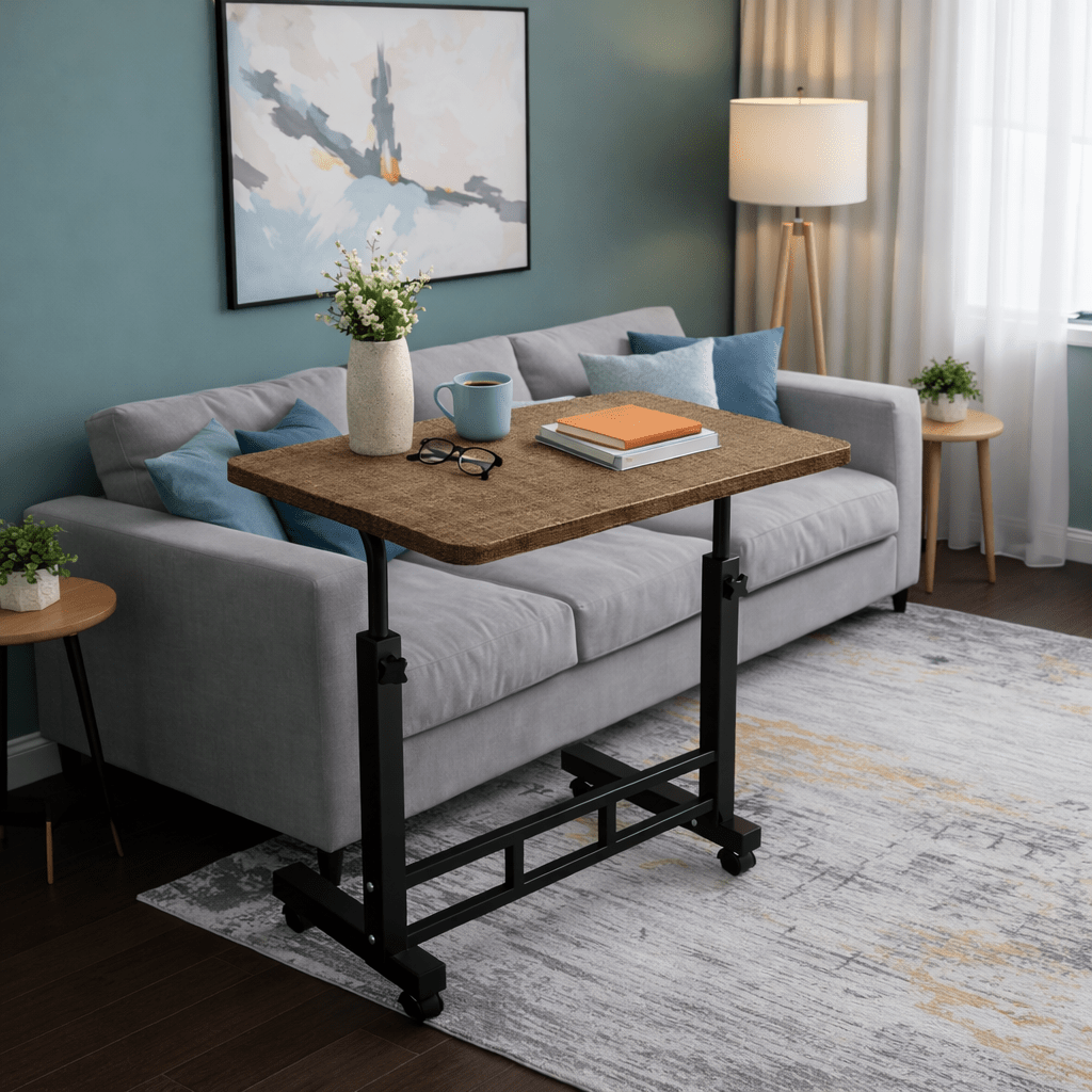 Height Adjustable Mobile Laptop Table with Wheels Rolling Bedside Computer Desk for Bed and Sofa Side Table for Bedroom Dorm Room Small Spaces Available in 8 Colors