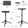 Projector & Laptop Tripod Stand – Height Adjustable with Gooseneck Phone Holder, 180° Tilt Tray, 22 lb Capacity, Portable Floor Stand for Office Home Stage Studio & DJ