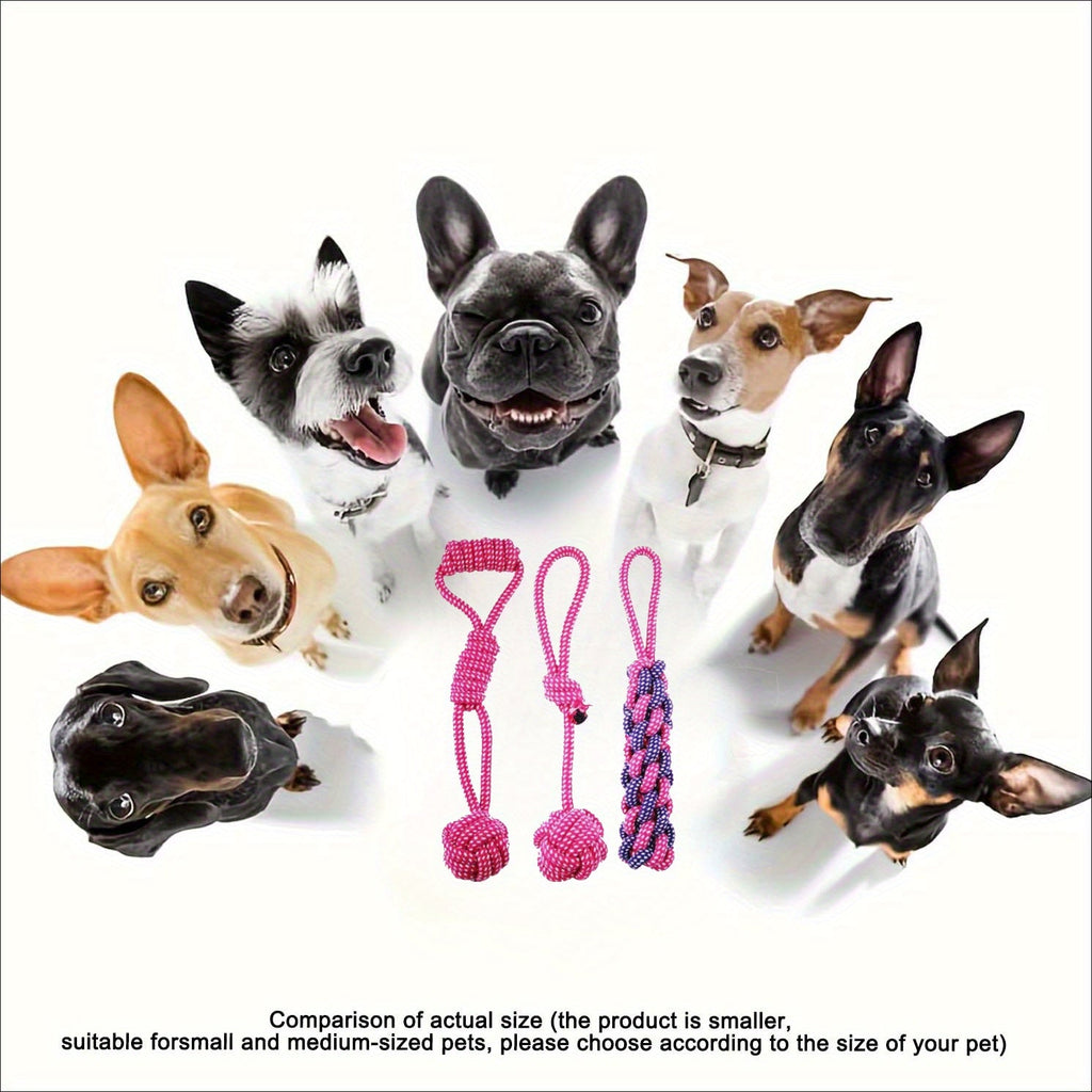 Dog Rope Toys for Aggressive Chewers - 3 Pack Purple Knot Tug Toys for Large Medium Small Dogs, Interactive Chew & Teeth Cleaning Rope Set, Durable Cotton Braided Dog Toys for Training & Play