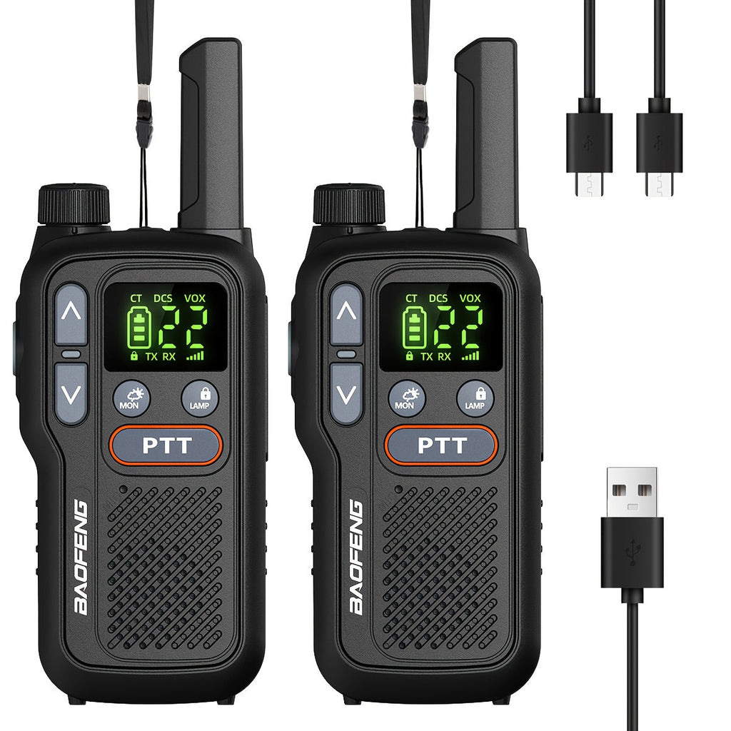 BAOFENG Walkie Talkies for Adults Long Range – 22 FRS Channels, VOX Hands-Free, USB-C Rechargeable Li-ion Battery, LCD Display, Built-in Flashlight, 2-3 Mile Range for Hiking, Camping & Family Outdoor Use