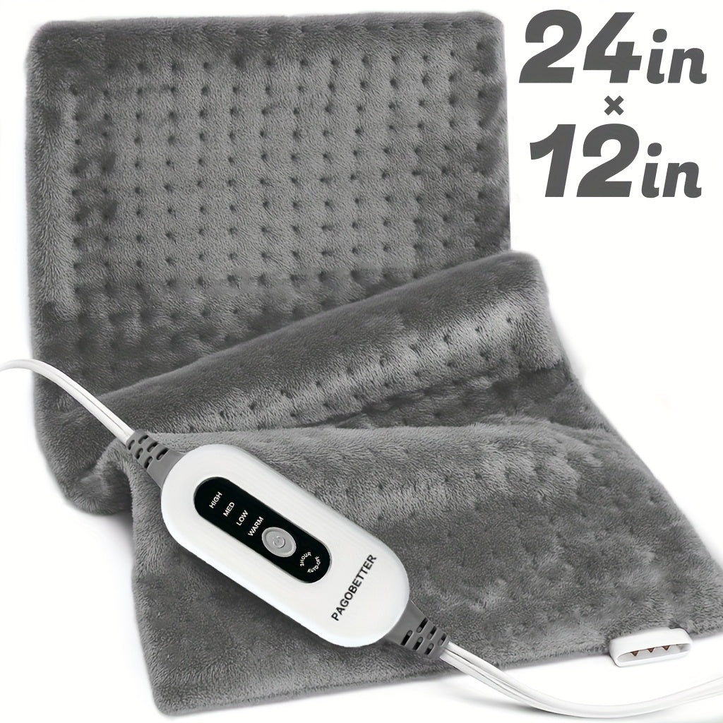 Electric Heating Pad for Back Pain Relief 12x24in – 130W Fast Heat to 150°F, 2X Thicker Plush Flannel, 4 Heat Settings, Auto Shut-Off, Machine Washable, Dry & Moist Heat Therapy for Neck Shoulders Abdomen Legs, Gift for Women Men Mom Dad