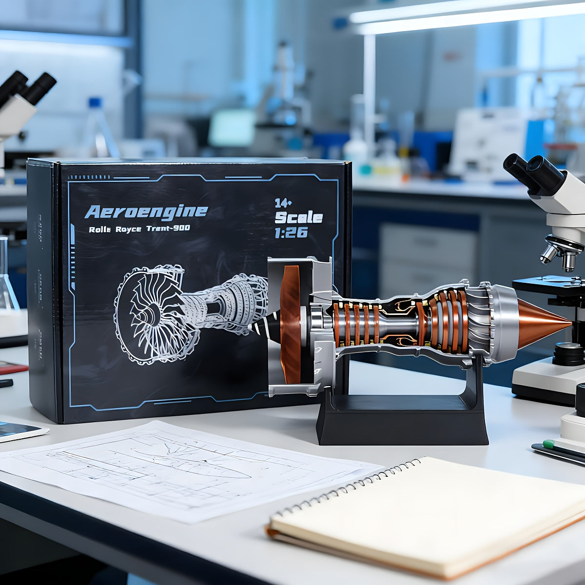 Rotatable Mini Jet Engine Model Kit with Moving Turbine Fan - DIY 3D Printing Aircraft Engine Assembly, Realistic Display Model, Educational Aviation Gift for Adults, Teens & Collectors