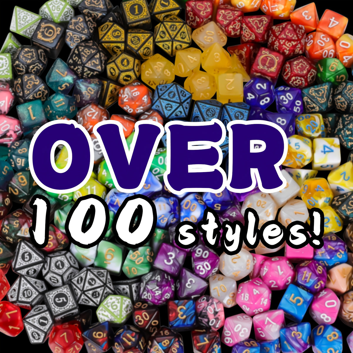 DnD Polyhedral Dice Set with Velvet Bag, 7-Piece Acrylic RPG Dice for Dungeons & Dragons, MTG, Tabletop Board Games, D20 D12 D10 D8 D6 D4 Complete Set, Great Halloween Christmas Birthday Gift