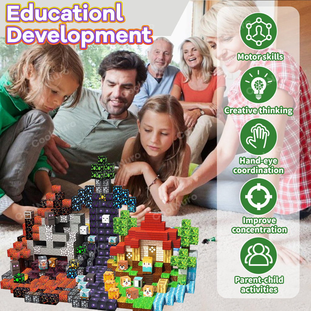 Magnetic Building Blocks Lava Adventure Set 200-300 Pieces, STEM Educational Construction Toy for Teens Kids & Family, Indoor Outdoor Game, Halloween Birthday Gift Random Color