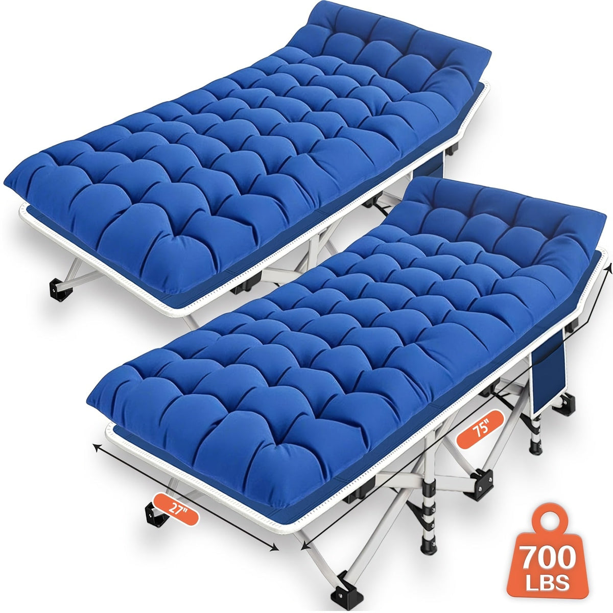 XXL Folding Camping Cot with Mattress Pad 36"x80" Heavy Duty 700-900 Lbs Capacity - Oversize Portable Sleeping Cot with Carry Bag for Camping, Guest Bed, Travel & Outdoor Use