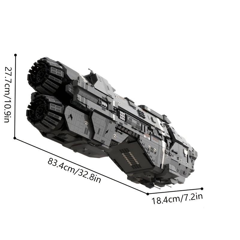 6595 Pieces MOC Sci-Fi Heavy Cruiser UNSC Warship Building Kit – Modular Micro Bricks Collectible Interstellar Vessel Model for Adults, Space Enthusiasts, Home Office Display Decor & Gift