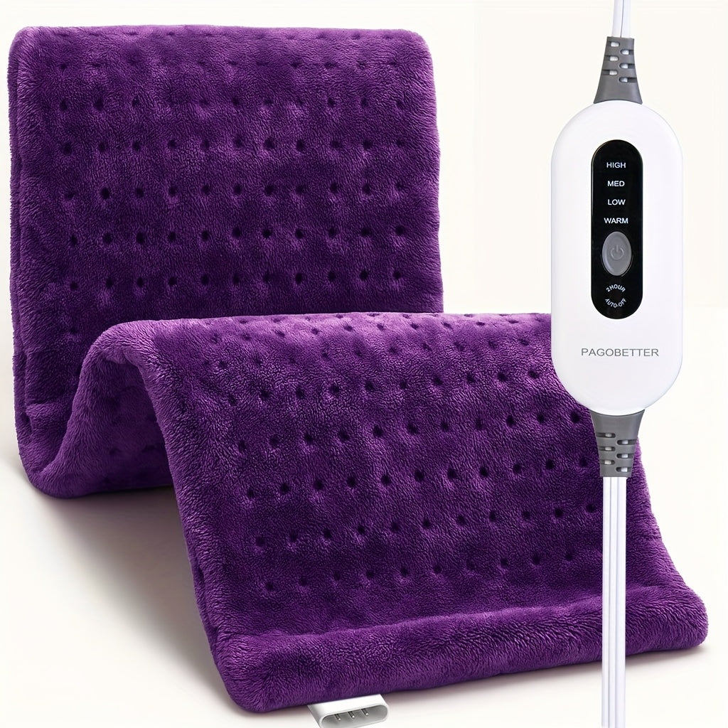 Electric Heating Pad for Back Pain Relief 12x24in – 130W Fast Heat to 150°F, 2X Thicker Plush Flannel, 4 Heat Settings, Auto Shut-Off, Machine Washable, Dry & Moist Heat Therapy for Neck Shoulders Abdomen Legs, Gift for Women Men Mom Dad