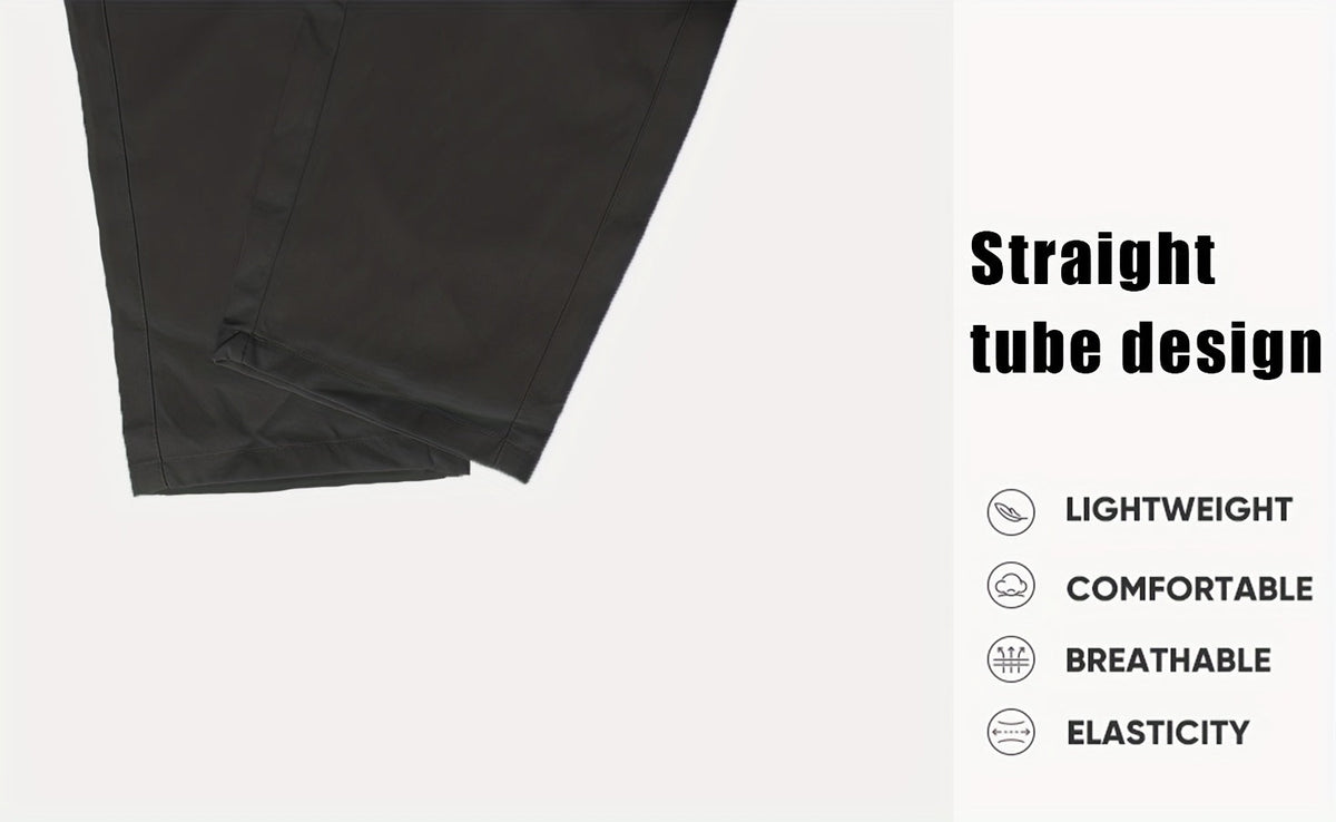 Men's Cargo Pants 2-Pack Multi-Pocket Elastic Waist Drawstring Hiking Trousers Breathable Loose Straight Fit All Season Black Khaki Dark Grey Sizes S-XXL