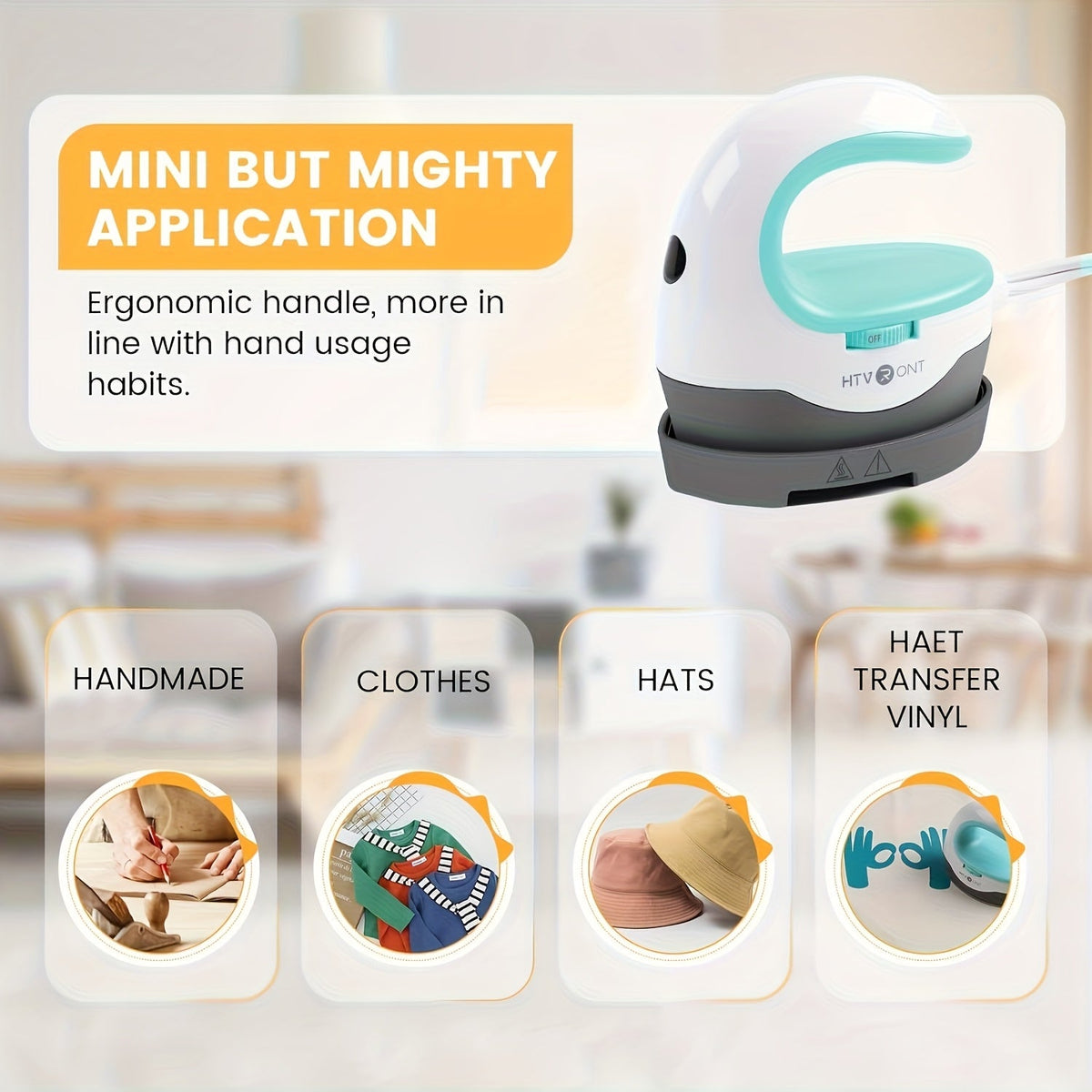 Mini Heat Press Machine Portable Small Iron Press for T-Shirts Hats HTV Sublimation Vinyl Transfer Projects – 3 Heat Settings Quick Heat-Up Easy Grip Handle