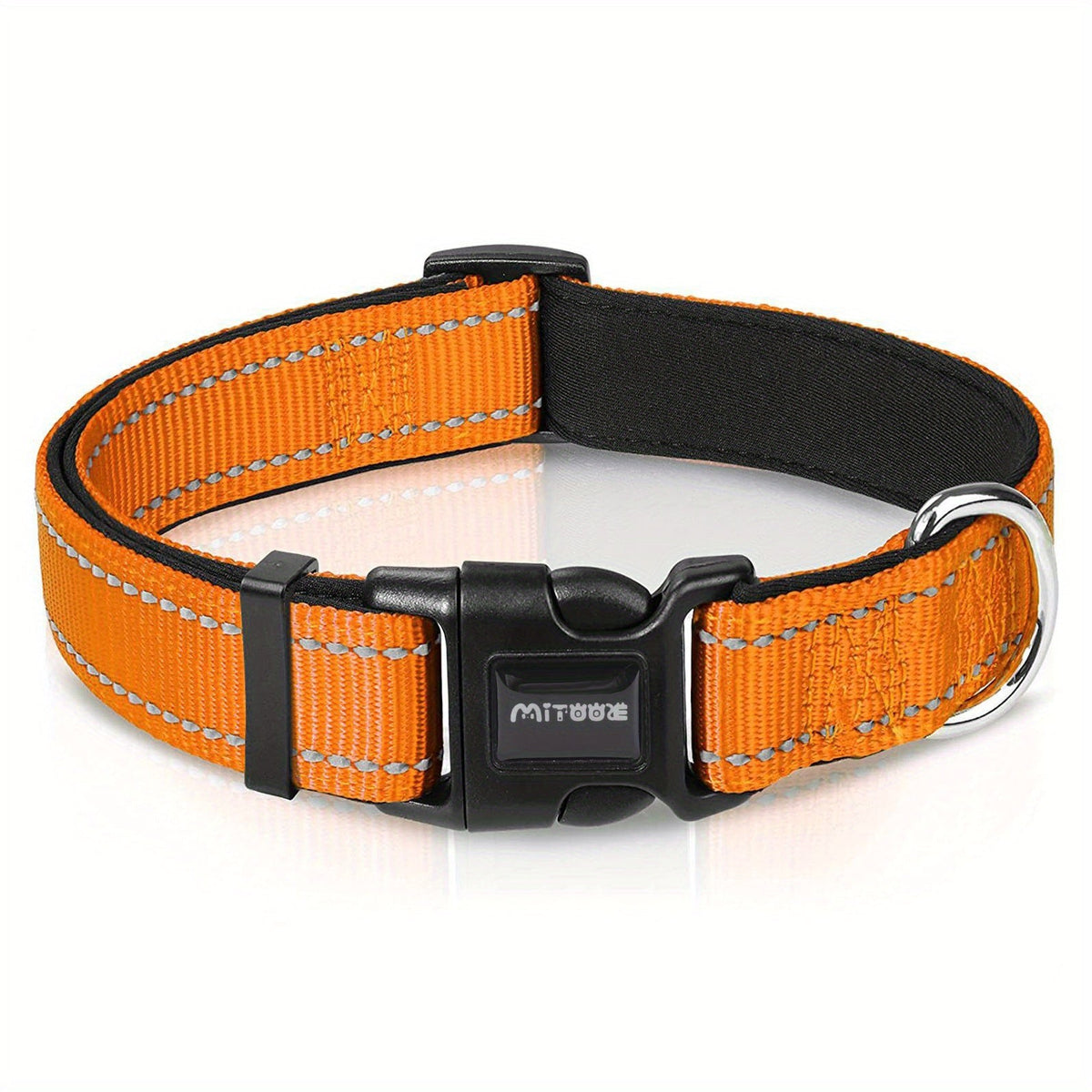 Reflective Dog Collar with Quick-Release Buckle – Soft Neoprene Padded Breathable 1" Striped Dog Collar for Small Medium Large Dogs, Durable Polyester, Sizes XS–XL, 8 Vibrant Colors