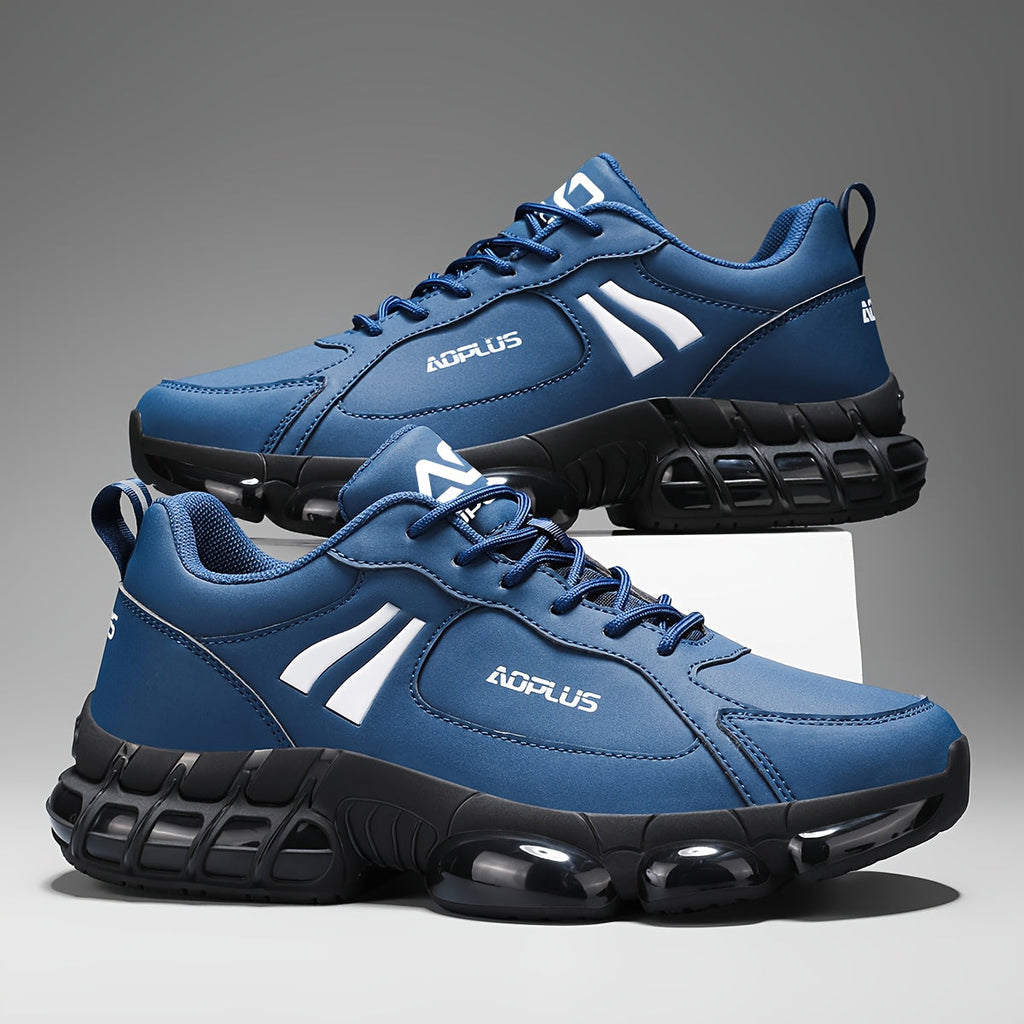 Men's Road Running Sneakers – Anti-Slip Wear-Resistant Lace-Up Athletic Shoes, All Season Low Top Casual Outdoor Sneakers, Blue Black White, Sizes US 6.5–13.5