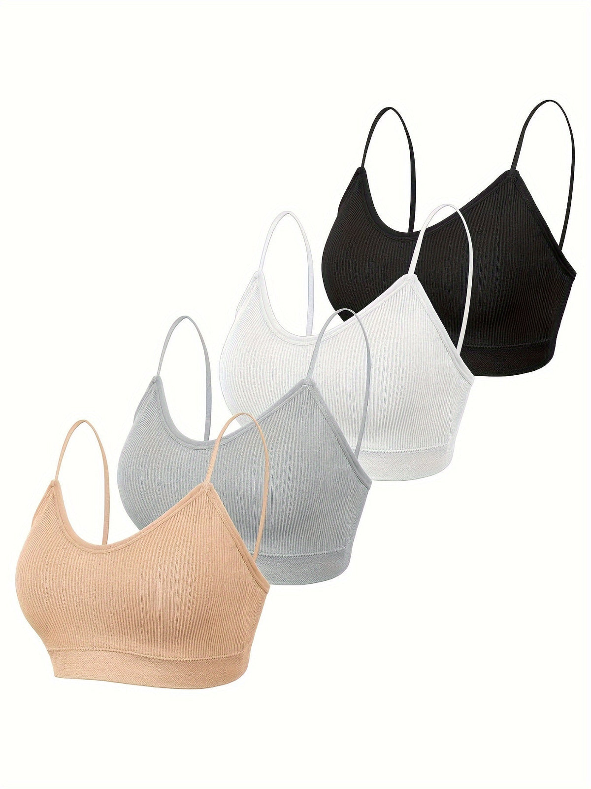 4 Pack Women's Wireless Bralettes with Removable Padding – Soft Breathable Seamless Bra Set for Yoga Lounge Sleep & Everyday Wear, Sizes S-XL in Multiple Colors