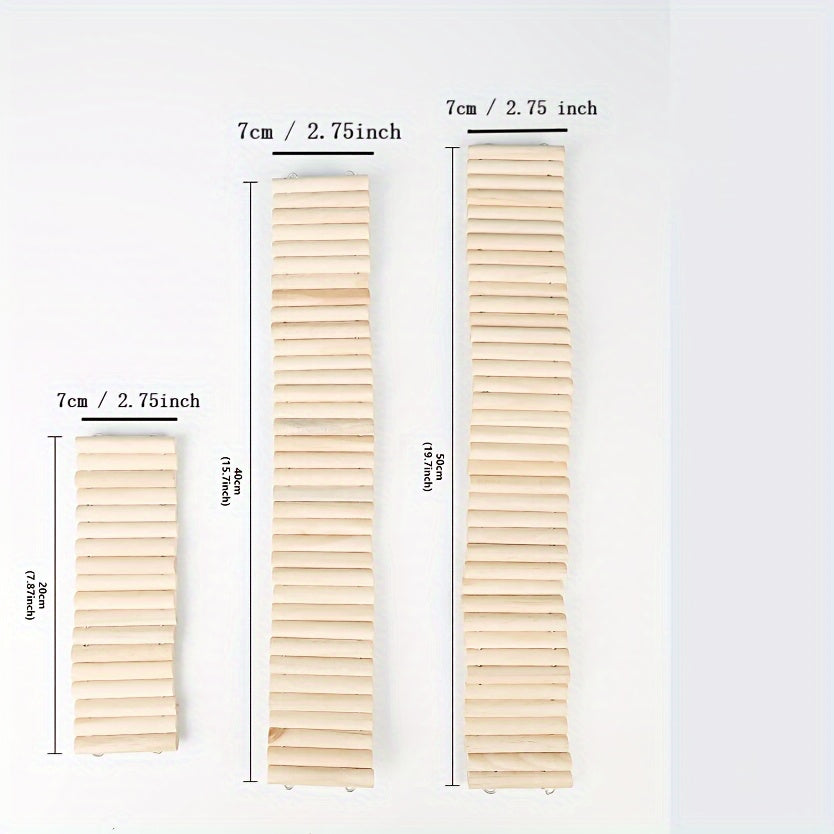 Natural Wood Climbing Ladder Fence for Hamsters Mice Guinea Pigs Small Pets Cage Decoration Crawling Toy Habitat Accessory With or Without Bark Multiple Sizes