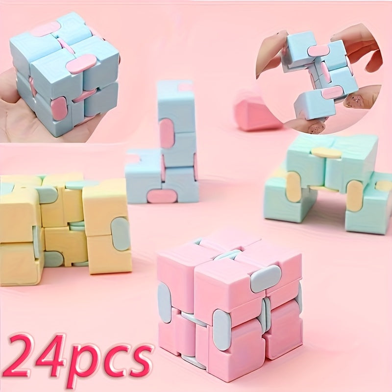 Infinite Flip Cube Puzzle Toy 6-24 Pack, Mini Brain Teaser Desktop Fidget Cube for Kids Adults, Relaxing Stress Relief Sensory Toy, Birthday Party Favor Halloween Christmas Thanksgiving Gift Random Colors