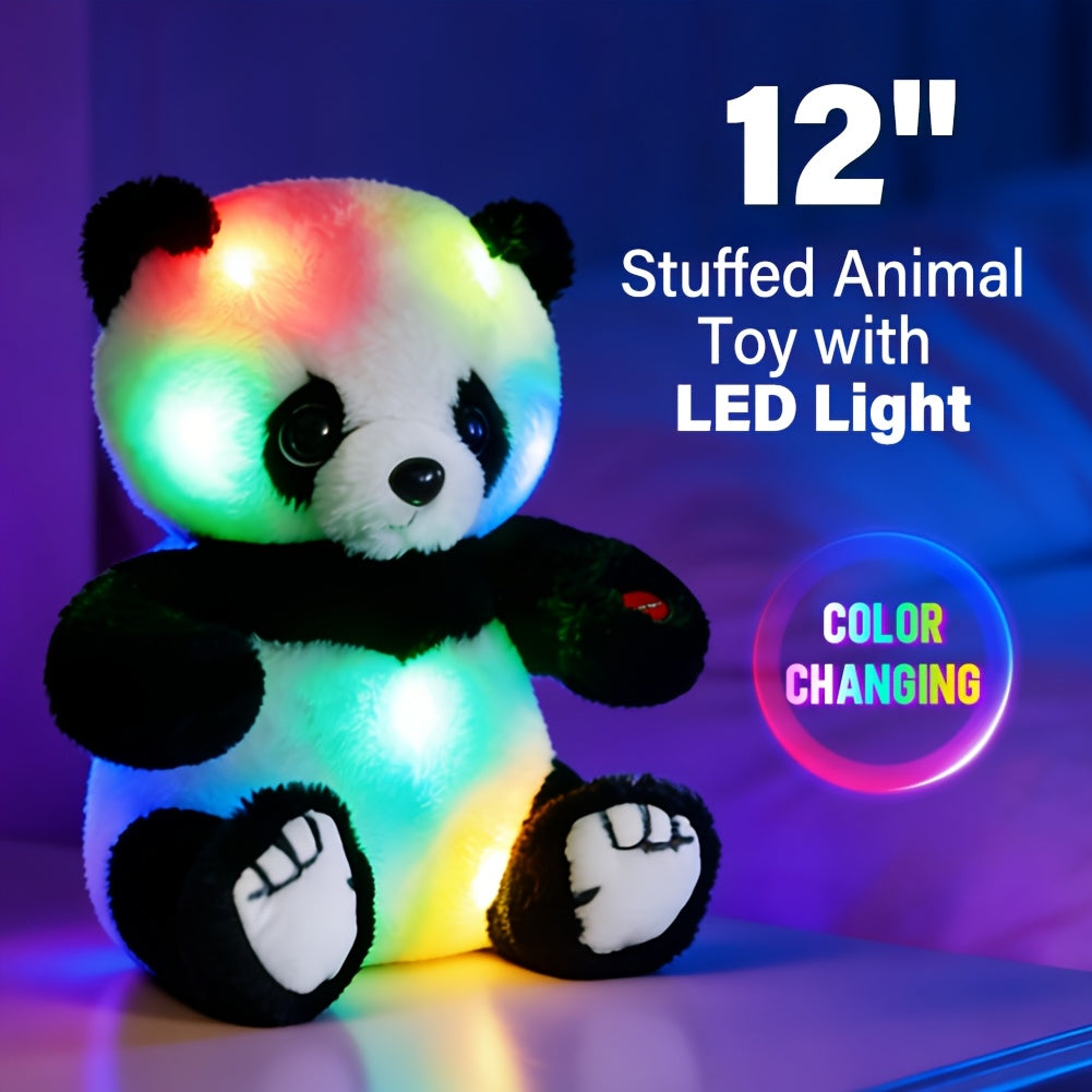 Light Up Panda Stuffed Animal 8 or 12 Inch LED Glowing Panda Bear Plush Toy Soft Hugging Plushie for Kids Boys Girls Birthday Christmas Gift Home Decor Night Light Nursery Room Decor