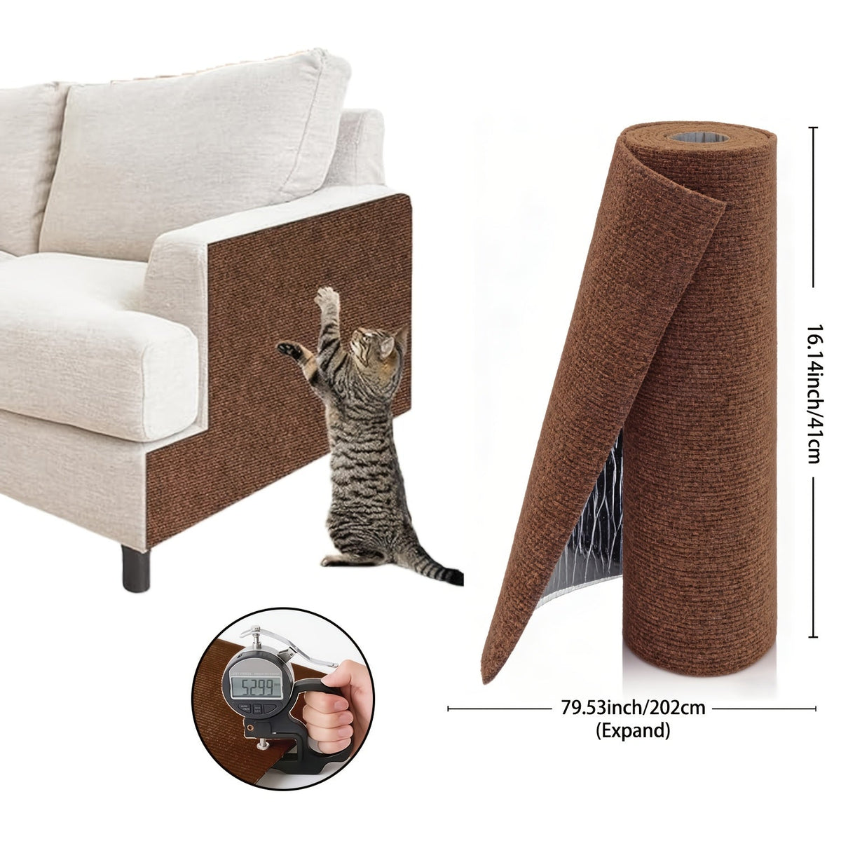 Cat Scratch Furniture Protectors Self-Adhesive - Trimmable Sofa & Wall Scratch Guards, Durable Cat Scratching Deterrent Pads for Couch, Chair, Door Frame